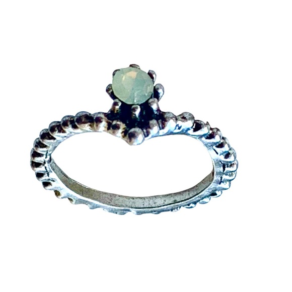 Simulated Opal Antiqued Silver Fashion Stacking Ring Woman’s Costume Jewelry - Picture 4 of 5